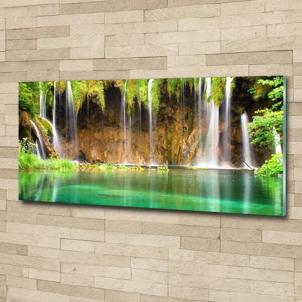 Glass wall art large Plitwickie lakes