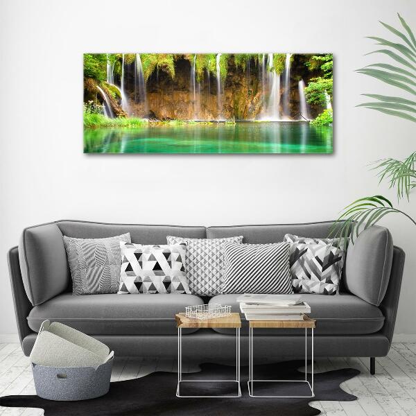 Glass wall art large Plitwickie lakes