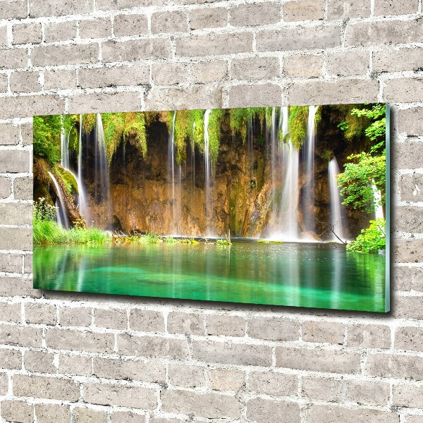 Glass wall art large Plitwickie lakes