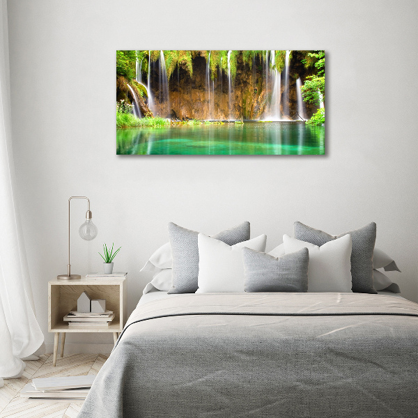 Glass wall art large Plitwickie lakes