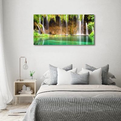 Glass wall art large Plitwickie lakes