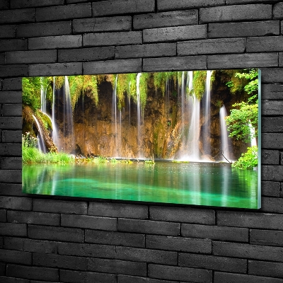 Glass wall art large Plitwickie lakes