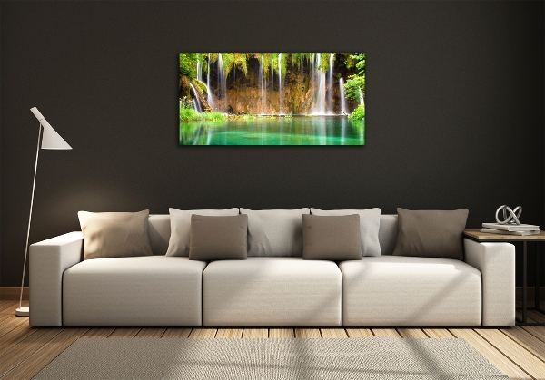 Glass wall art large Plitwickie lakes