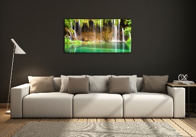 Glass wall art large Plitwickie lakes