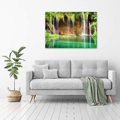 Glass wall art large Plitwickie lakes