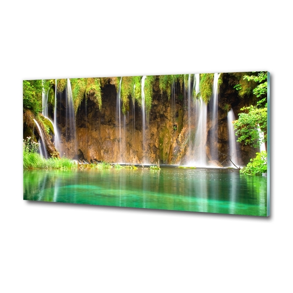 Glass wall art large Plitwickie lakes