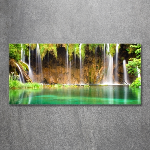 Glass wall art large Plitwickie lakes