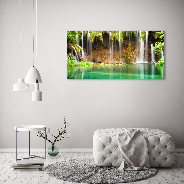 Glass wall art large Plitwickie lakes