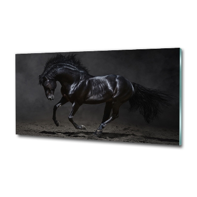 Glass art picture Black horse