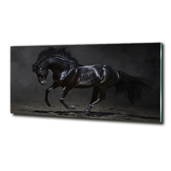 Glass art picture Black horse