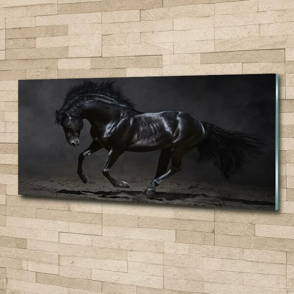 Glass art picture Black horse