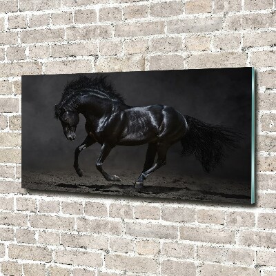 Glass art picture Black horse