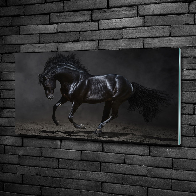 Glass art picture Black horse