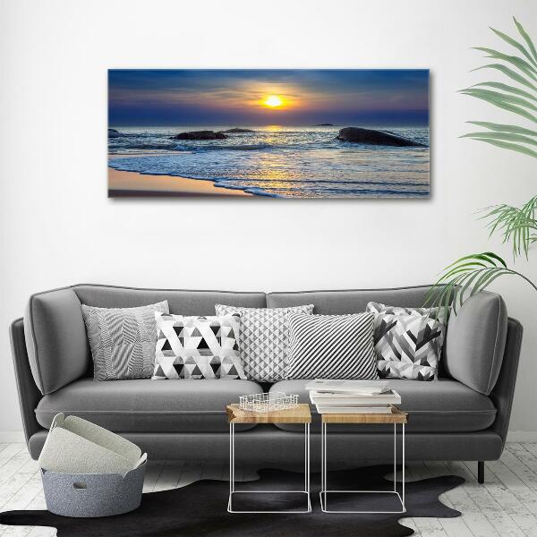 Glass wall art large Sunset sea