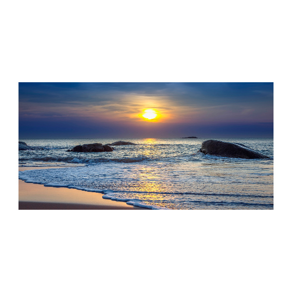 Glass wall art large Sunset sea