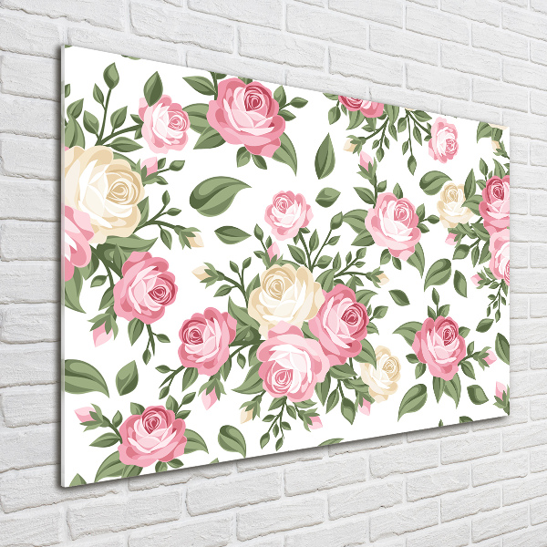 Wall art on glass Roses