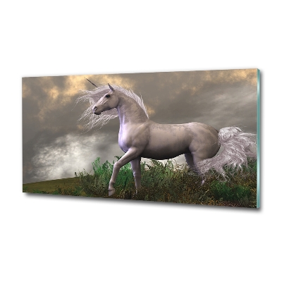 Glass art picture Gray unicorn