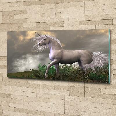 Glass art picture Gray unicorn