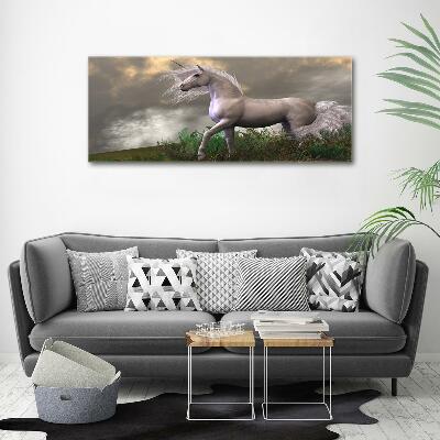 Glass art picture Gray unicorn