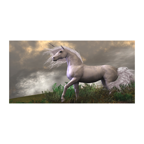 Glass art picture Gray unicorn