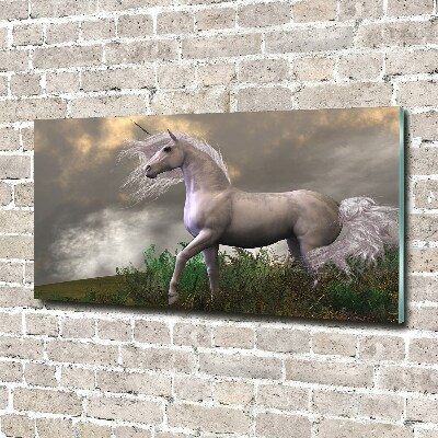 Glass art picture Gray unicorn