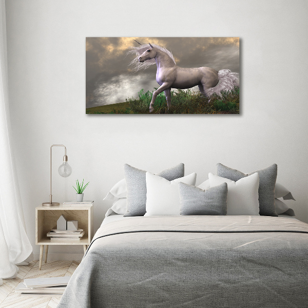 Glass art picture Gray unicorn