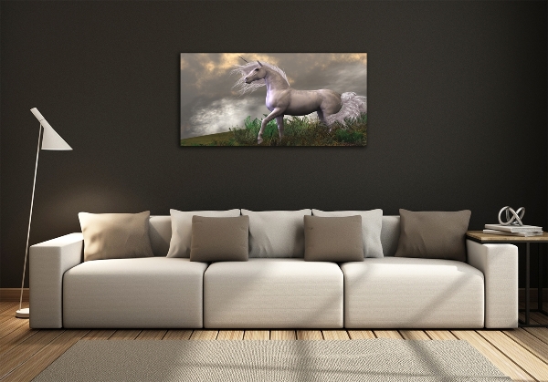 Glass art picture Gray unicorn