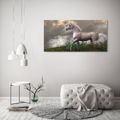 Glass art picture Gray unicorn