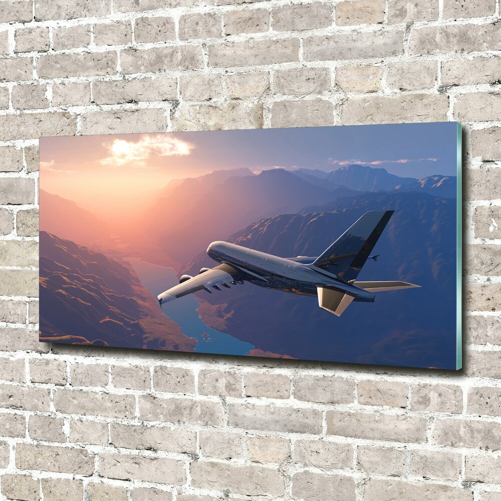 Glass wall art large Plane