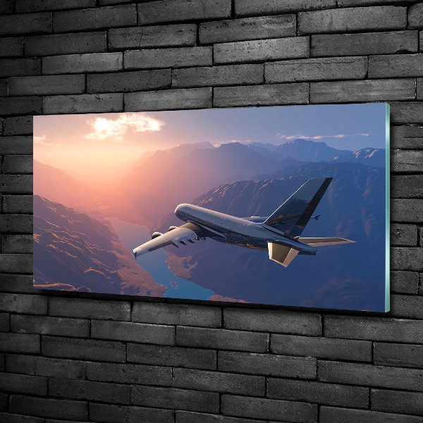 Glass wall art large Plane