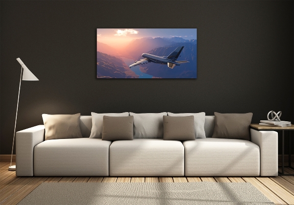 Glass wall art large Plane