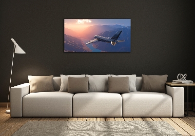 Glass wall art large Plane