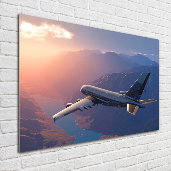 Glass wall art large Plane