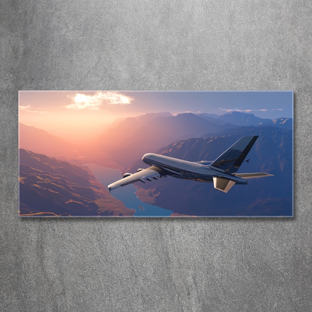 Glass wall art large Plane