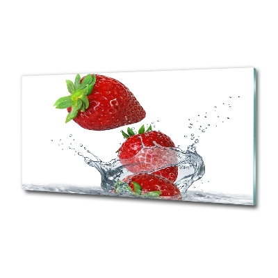 Glass art picture Strawberries and water