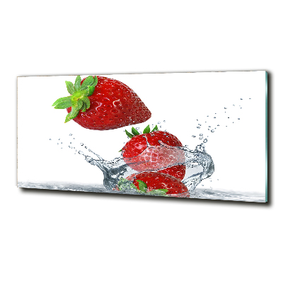 Glass art picture Strawberries and water