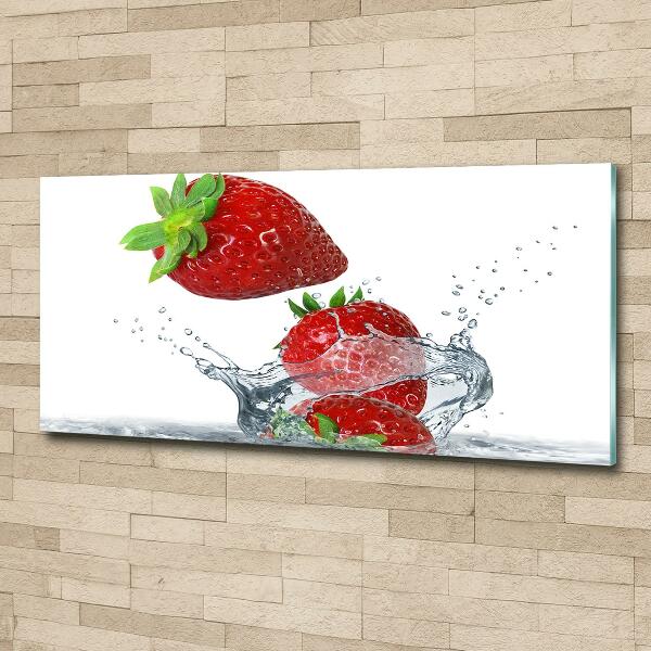 Glass art picture Strawberries and water