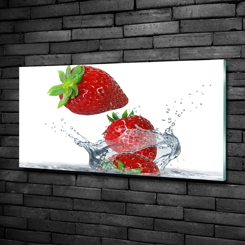 Glass art picture Strawberries and water