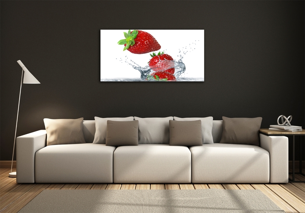 Glass art picture Strawberries and water