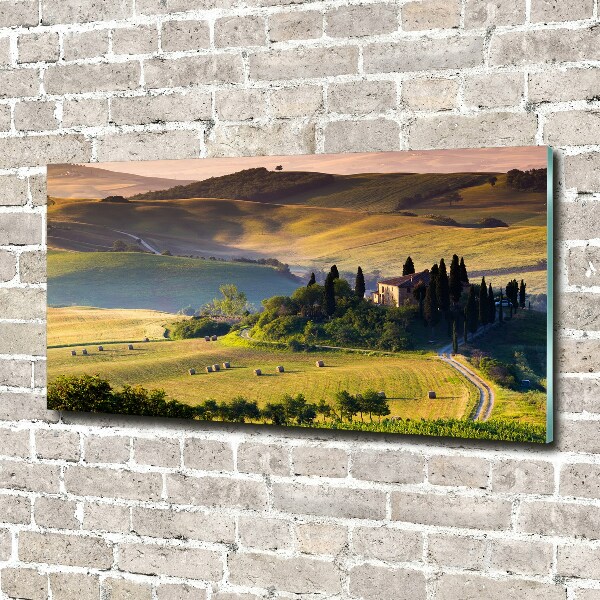 Glass wall art large Tuscany italy