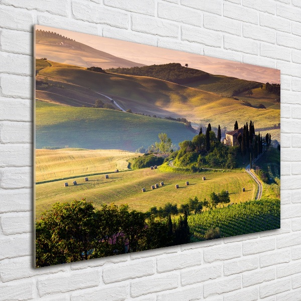 Glass wall art large Tuscany italy