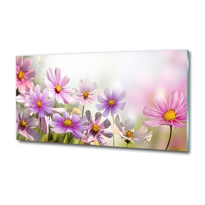 Glass picture wall art Flowers in the meadow