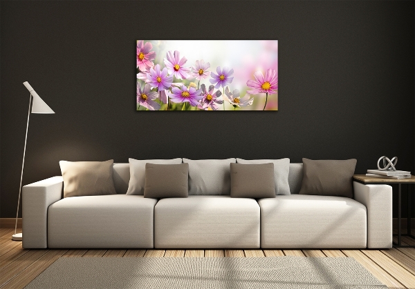 Glass picture wall art Flowers in the meadow