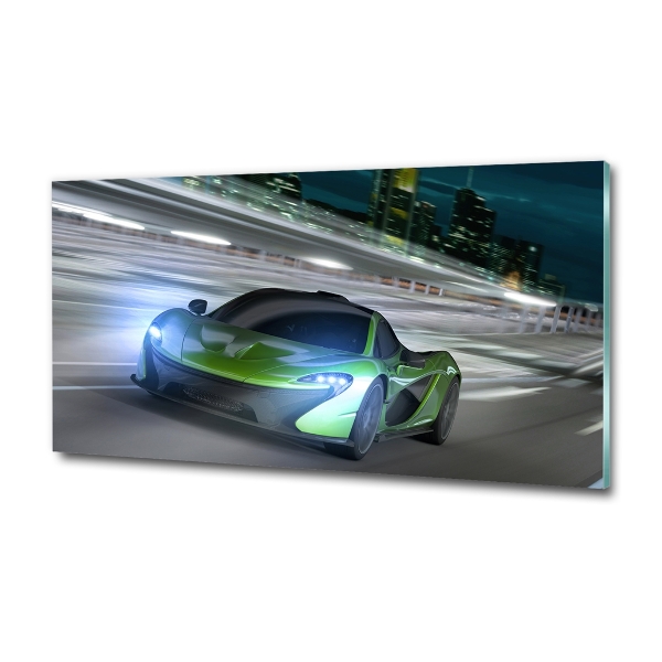 Glass wall art large Racer