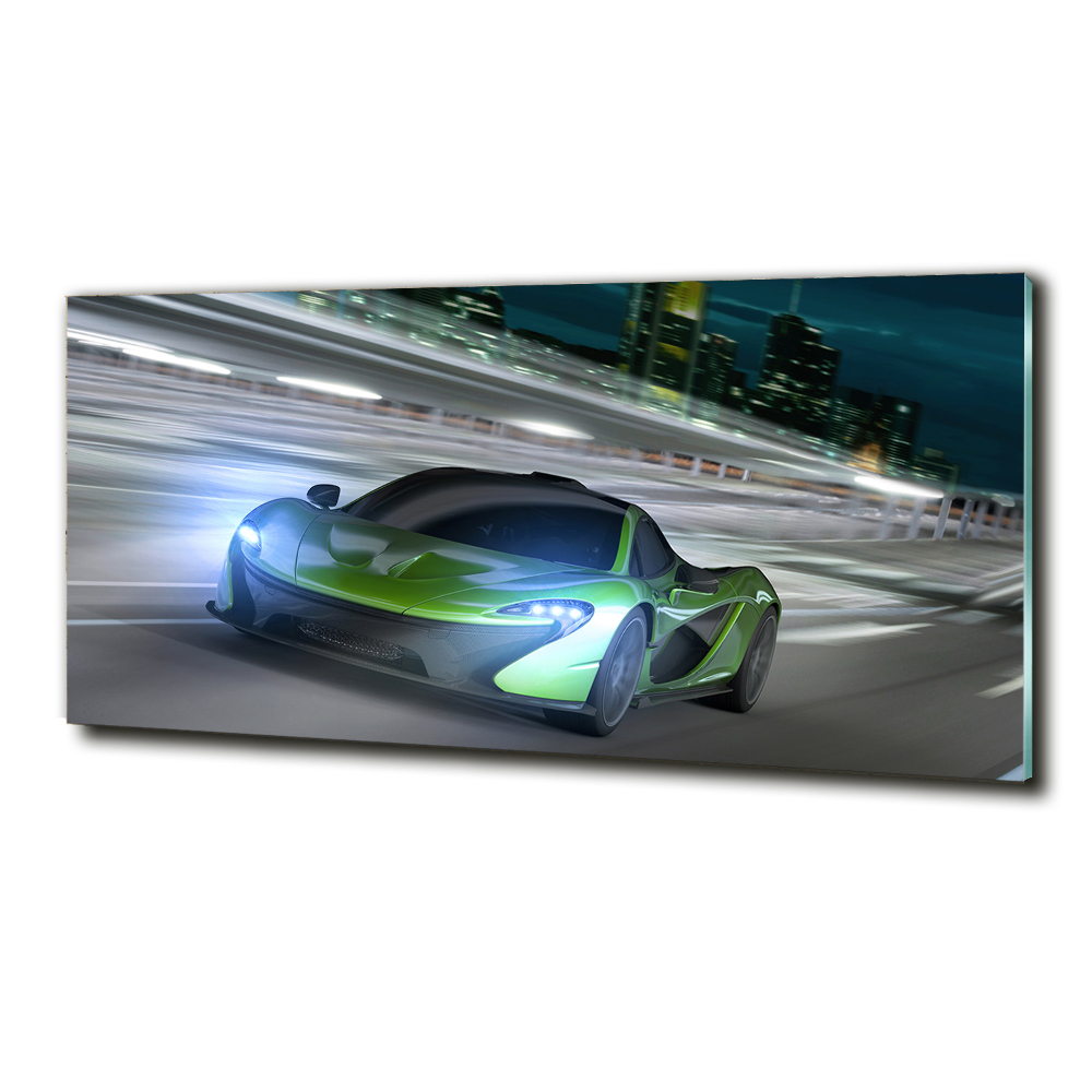 Glass wall art large Racer