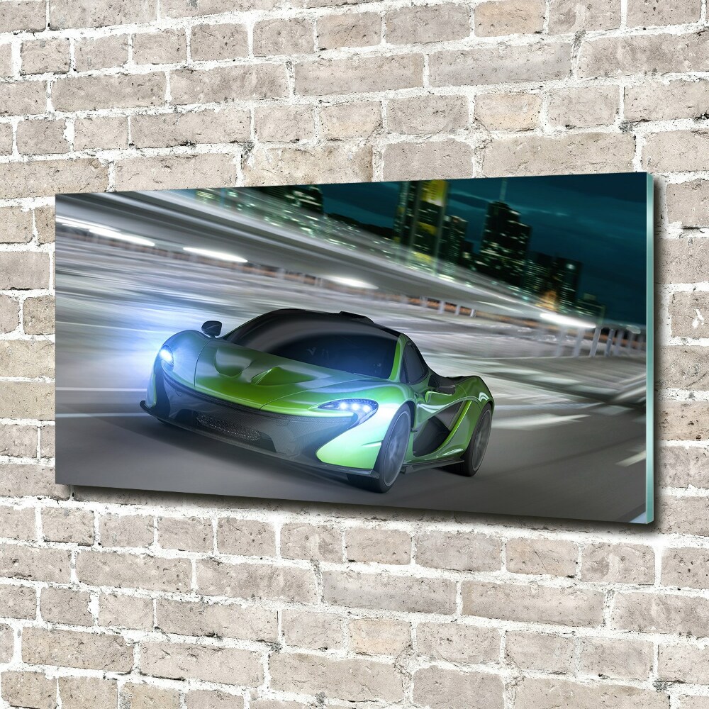 Glass wall art large Racer