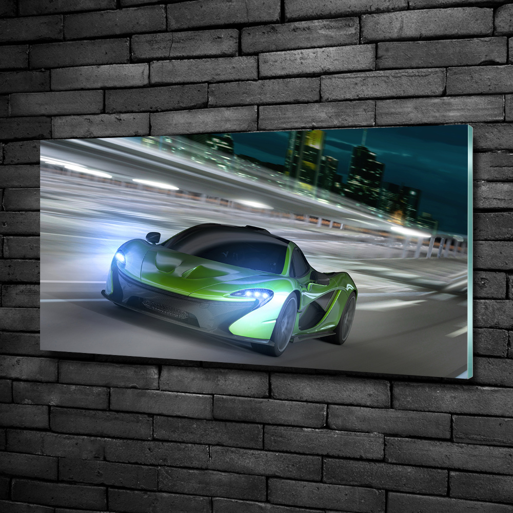 Glass wall art large Racer