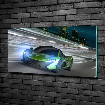 Glass wall art large Racer