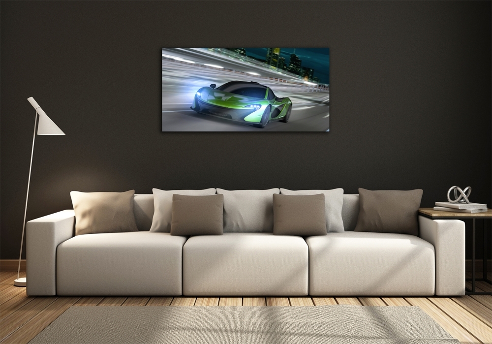 Glass wall art large Racer