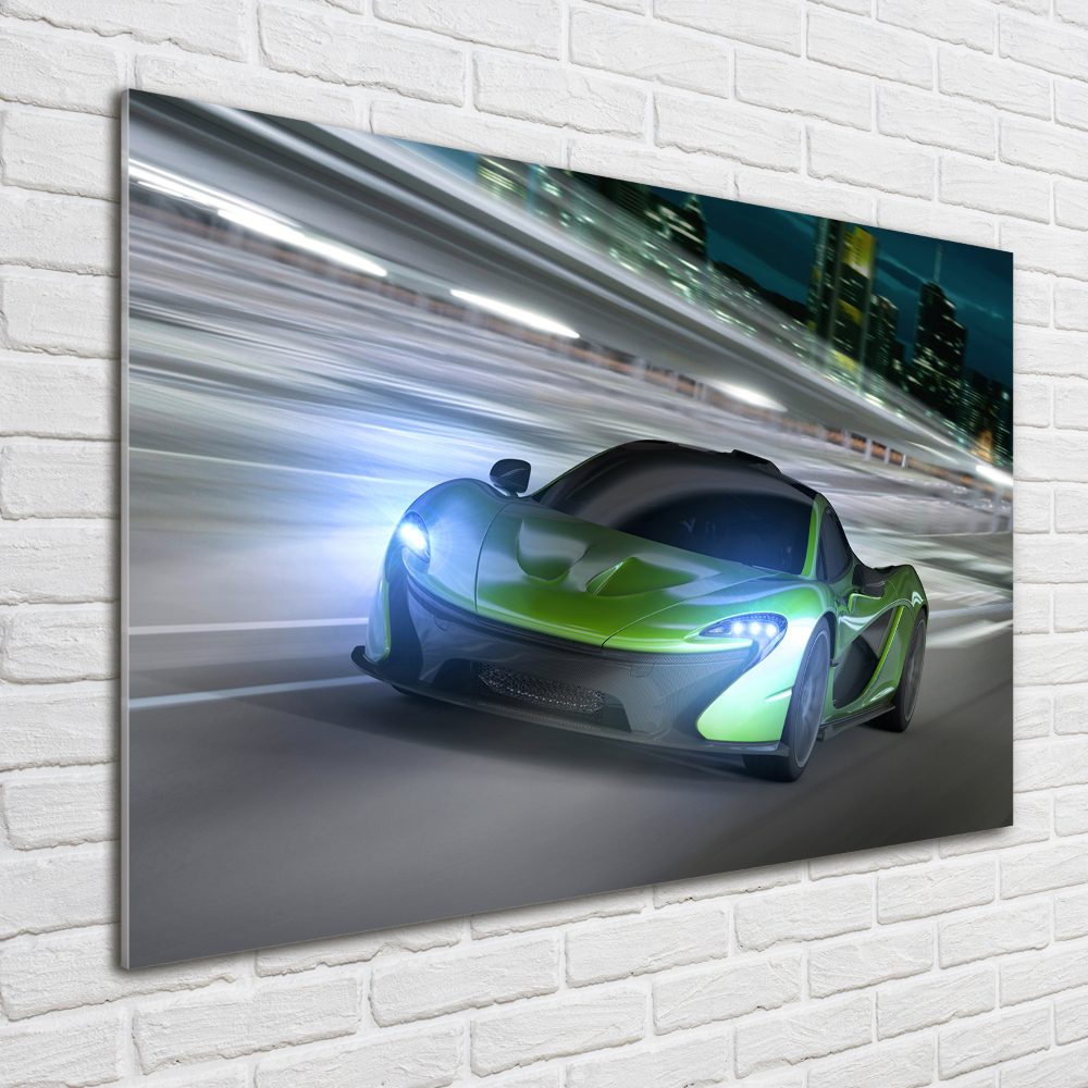 Glass wall art large Racer